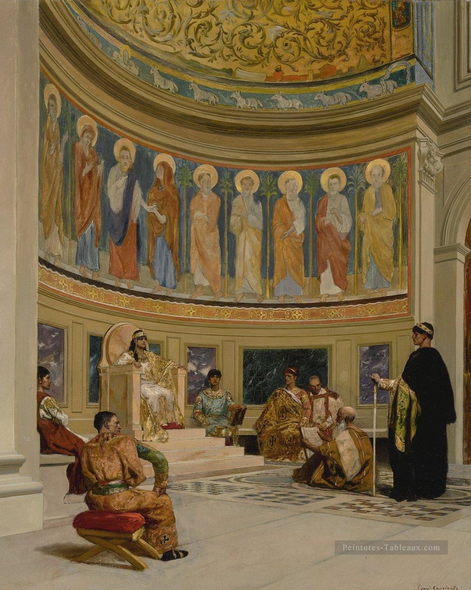 Saint Jean Chrysostome archevêque de Constantinople exilé par l’impératrice Eudoxia Jean Joseph Benjamin Constant orientaliste Peintures à l'huile